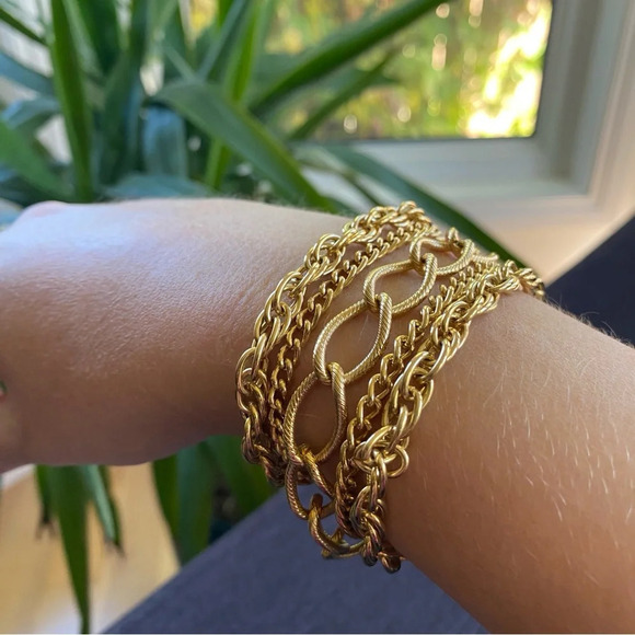 80s Disco Glam 5 Strand Flashy Gold Tone Bracelet - Picture 14 of 14